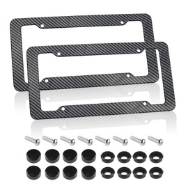 2PCS Carbon Fiber License Plate Frames,Anti Rust Car Plate Frame Kit with Fasteners and Screws,Premium License Plate Holder Automotive Exterior Accessories for Women & Men