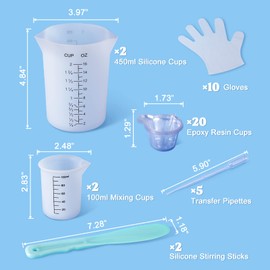 LET'S RESIN Silicone Measuring Cups, 450ml Accurate 2 Scales & 100ml Durable Measuring Cups, Epoxy Mixing Cup,Silicone Stirring Sticks, Easy Clean Resin Supplies for Resin Molds, Glitter Tumbler