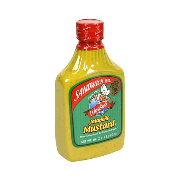 Woeber's Sandwich Pal Jalapeno Mustard, Six 16-Ounce Units (96-Ounces) by