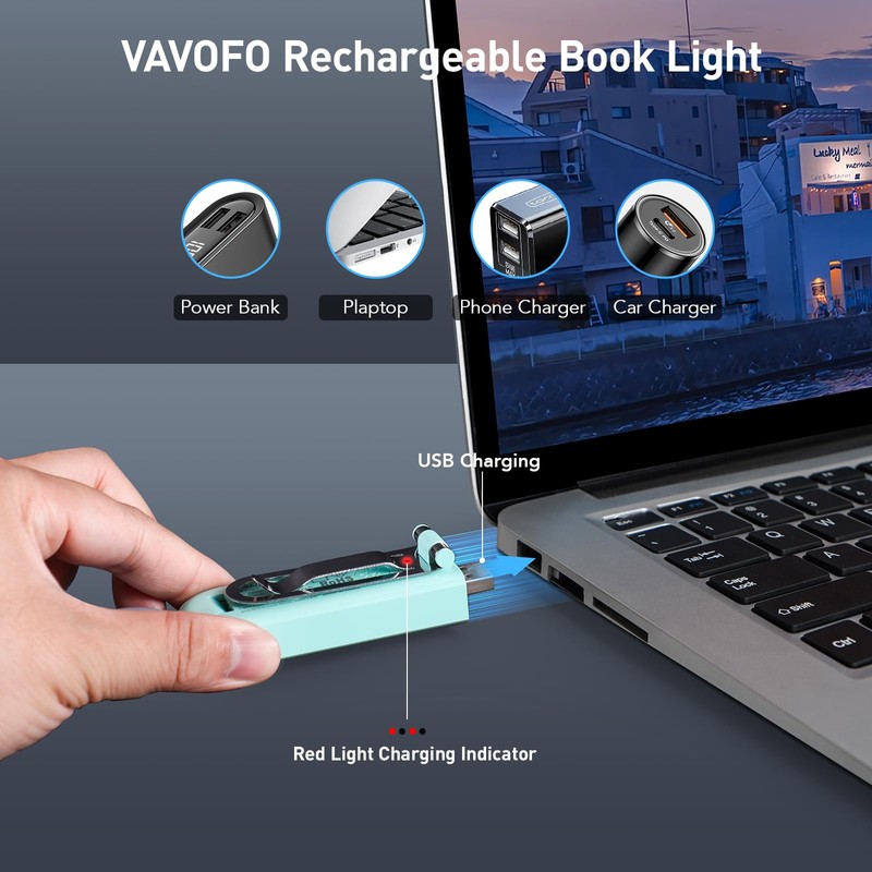 VAVOFO USB Rechargeable Book Light, Blue Light Blocking, Amber Light