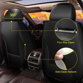 RAWAKORW Front Seat Covers Fit for Acura TL 2004-2014 Leather Car Seat Covers Waterproof Seat Cushion Protector Compatible with Airbag(2 Front Seats,Red Line)