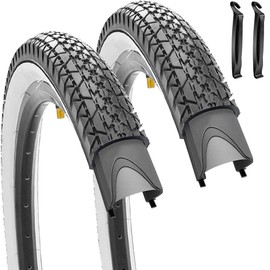 2 Pack Replacement Bike Tire Beach Cruiser 26" x 2.125" Inch Foldable White Side Wall Bicycle Tire……