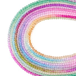 Cheriswelry 3mm Gradient Faceted Glass Beads Strands 10 Colors Transparent Crystal Round Loose Beads Bracelet Beads for DIY Crafts Necklace Earring Jewelry Making (10 Strands, About 1230Pcs)
