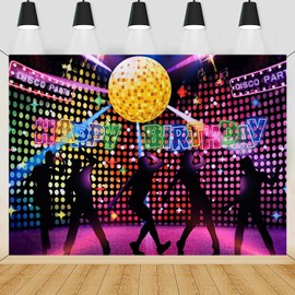 Disco 70s Party Decorations Disco Backdrop Disco Dance Birthday Photography Background Back to 70s 80s 90s Disco Theme Fever Dance Let's Glow Crazy Neon Backdrop Hippie Party Supplies