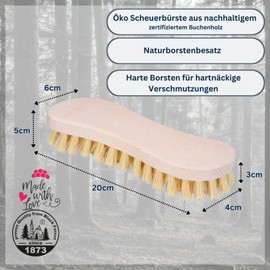 Peggy Perfect Scrubbing Brush, Cleaning Brush, Hand Scrubber Made of Certified Beech Wood, Ergonomic S-shaped Handle and Hard, Dense Natural Bristle Trim - Indoor and Outdoor Use, Made in Germany