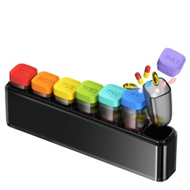 Weekly Pill Organizer, Detachable 7-Color Pill Box, Easy Open