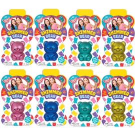JA-RU Glitter Gummy Bear Toy (8 Bears Assorted) Mochi Squishy Toys for Kids. Animal Stress Balls Sensory Bin Filler. Treasure Box Toys for Classroom, Birthday Party Favors. 4340-8s