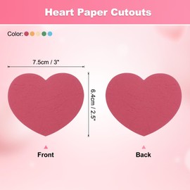 sourcing map 100PCS Heart Paper Cutouts 2.5 Inch Assorted Color Heart Shaped Cut Outs for Valentine's Day Classroom Bulletin Board DIY Craft（Blue Green Red Yellow Beige)