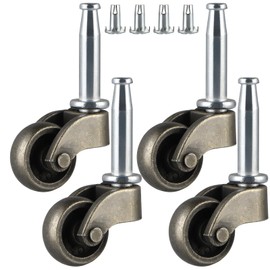 Skelang 4 Pcs Swivel Stem Caster 26 mm, Zinc Alloy Castor with Socket, Caster Wheel Replacement for Coffee Table, Chest of Drawer, Nightstand, Ottoman