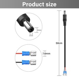 GINTOOYUN Trail Camera Power Cord DC External Power Cable18AWG 5.5x2.1mm DC Power Supply Adapter for Portable Power Banks, Solar Panels,Universal Wildlife Trail Game Cameras Etc (DC5521 0.5m)
