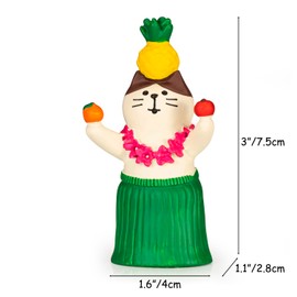 zimiliz Cute Mini Resin Cat Figurines for Home Bedroom and Bookshelf Decor, Kawaii Miniatures Cat Figures Gifts for Women, Funny Small Cat Statue for Office Desk Accessories (08-Tropical-Fruit-Green)