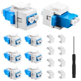 DKARDU Duplex LC to LC F/F Coupler Keystone Jack, LC UPC Singlemode & Multimode Fiber Optic Adapter for Keystone Patch Panels & Wall Plates, with Blank Keystone Jack Inserts, Screwdriver (17 Pcs)