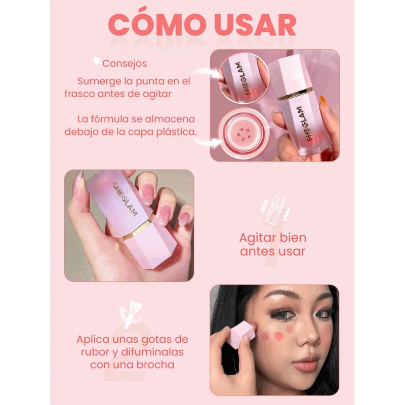 Rubor Sheglam liquid blush Color Bloom líquido tono cutie pie