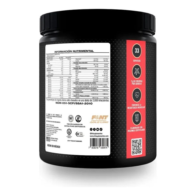 Creatina en Polvo Mega Creatine Extreme 1kg Naranja FNT Suplemento
