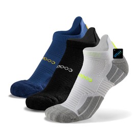 BRISIRA Coolmax Bamboo Viscose Compression Running Socks 3 Pairs Ankle Low Cut Athletic Anti Blister Cushioned Seamless