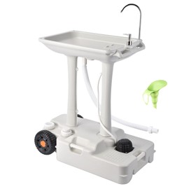 Yescom 30L Portable Camping Sink w/Rolling Wheels, Hand Washing Basin Stand for RV Travel Outdoor Event Picnic Worksite
