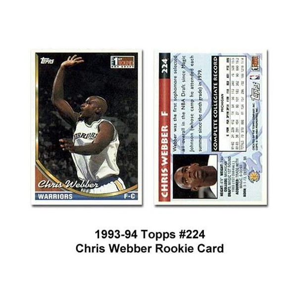 Topps Golden State Warriors Chris Webber 1993-94 Rookie Card