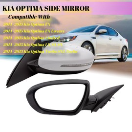 Left Driver Side Mirror Compatible With 2014 2015 Kia Optima With Power Glass Heated Turn Signal Light Manual Folding 6-Pins White