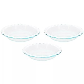 Pyrex Clear Fluted Rim Glass Pie Plate 9.5 x 1.6 in 24-CM (3-Pack)