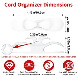 Cord Organizer for Appliances, 6 Pcs Upgrade Design Cord Wrappers for Kitchen Appliances with Super Sticky Adhesive, Cord Organizer Stick On Mixer, Air Fryer, Pressure Cooker, Coffee Maker