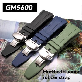 Korlexchi Fluorocarbon Rubber Watch Strap for GM-5600 GM5600B, Men's Strap Compatible with Casio for G-shock with Quick Release Spring, No gemstone.
