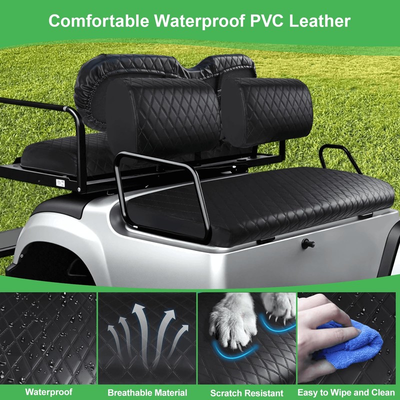 LEAPGOMAX Waterproof Front & Rear Golf Cart Seat Covers for