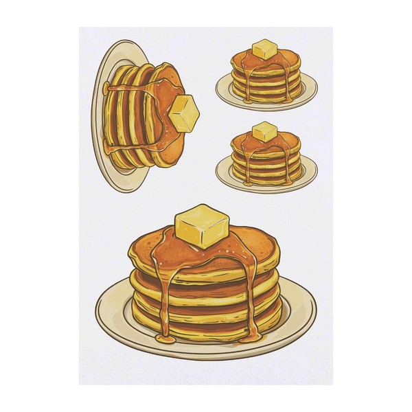 4 x 'Pancakes with Syrup and Butter' Temporary Tattoos -