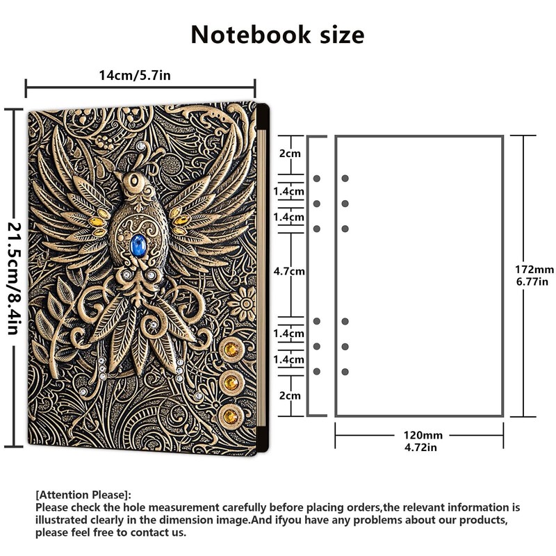 Ancient Deer 3D Embossed Journal Writing DND Notebook,Refil