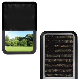 SUITOSELFY Army Green Camo US Flag RV Door Window Shade Foldable 26" x 17" Block Out Shade for RV Door Window,Hook and Loop RV Window Blockout Cover UV Rays Protection RV Window Coverings