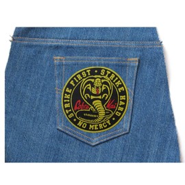 Cobra Snake Sew-On Cloth Badge Patch - Karate Kid No Mercy Strike First Strike Hard 3.5inch Round Badge