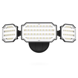 LEPOWER 4500LM Outdoor Flood Lights, 45W LED Flood Light, Exterior Flood Lights Switch Controlled, 5000K, 3 Adjustable Heads IP65 Waterproof Outdoor Lights for House, Garage, Yard Black