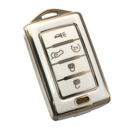 Vlmazlm Replacement for Jeep Car Key Shells Grand Soft TPU Keycase Car Key Case for Cherokee (White)