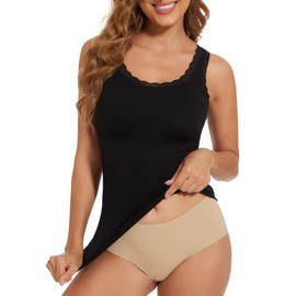 Joyshaper Shape Undershirt Women's Body Shaper Tummy Control Shaping Vest Tank Top Shirt Camisole Shaping Tops for Women Figure Shaping, Black#02