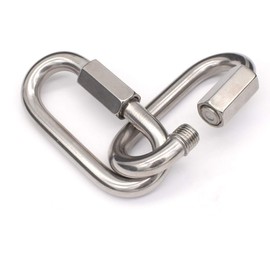 3/8" Quick Links,Alele (10mm) 4 Packs Stainless Steel Chain Links Connector, M10 Heavy Duty D Shape Locking Looks for Carabiner, Hammock, Camping and Outdoor Equipment (M10 Quick Links 4pack)