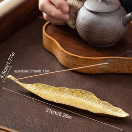 Pack of 2 Incense Stick Holders Metal Leaves Ash Catcher Zinc Alloy Ash Catcher 21 cm Long Incense Burner Leaves Incense Burner Incense Holder Leaf Shape for Home Decor Accessories Craft Gift