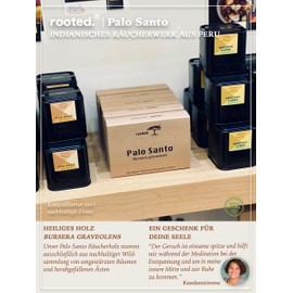 rooted.® Palo Santo Indian Smoking Wood from Peru, Sacred Wood, 100% Controlled and Sustainable Harvest, Meditation and Cleansing Rituals