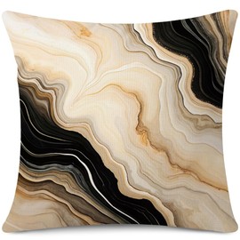 BCKAKQA Throw Pillow Covers 18x18 inches Set of 4 Black and Brown Cushion Covers 45 x 45 cm Linen Square Modern Abstract Throw Pillow Cases Decorative for Living Room Bedroom Sofa Couch Bed