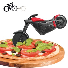 Motorcycle Pizza Cutter, Stainless Steel Plastic Funny Pizza Wheel, Pizza Cutter with Sharp Cutting Wheel & Stand for Christmas Party Creative Gifts