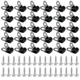 KPALAG 30 PCS 1/4" Brake Line Clips 304 Stainless Steel Rubber Coated Insulated Cable Clamps-Metal Wire Clamps, Hose Clamp, Pipe Clamp for 1/4" Tube, Lines(30 PCS Self-Tapping Screws)