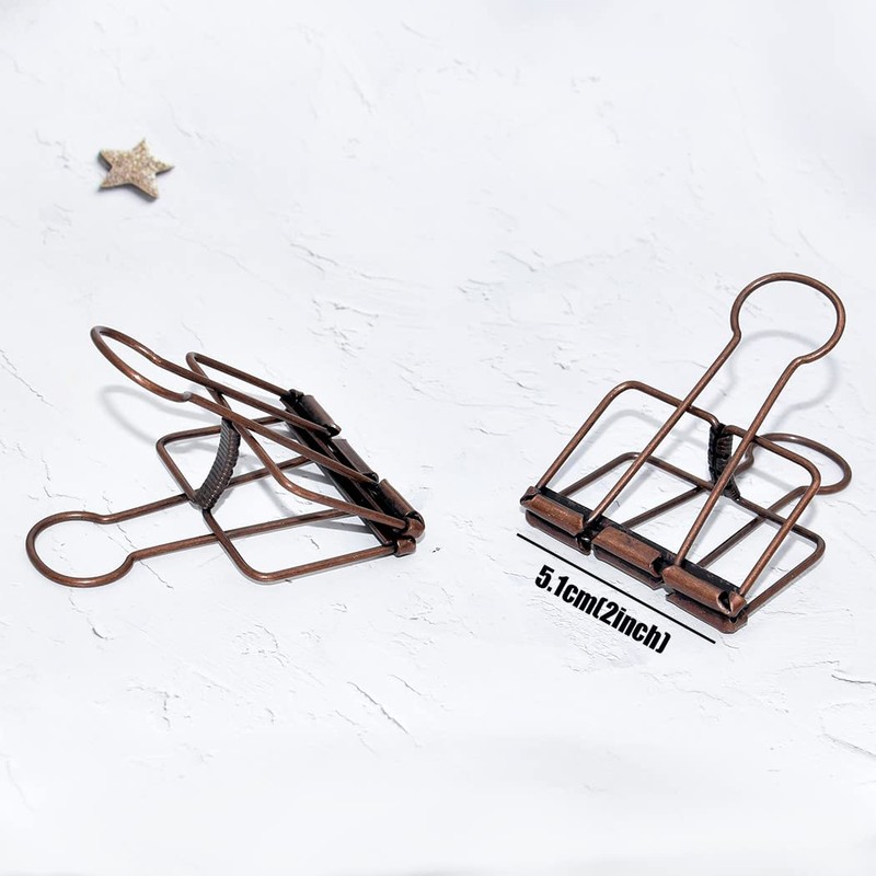 Extra Large Binder Clips 2 Inch, Big Paper Clamps Copper