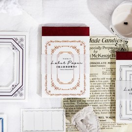 300 PCS Scrapbook Paper Supplies Vintage Label Papers DIY Journaling Decorative Paper Aesthetic Stationery Scrapbooking Paper for Writing Drawing Travel Journal Art Craft