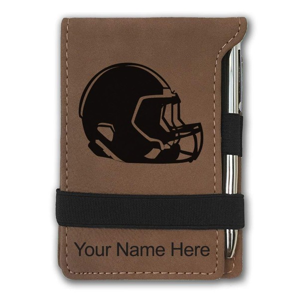 LaserGram Mini Padfolio with Notepad and Pen, Football Helmet, Personalized