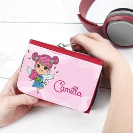 Striefchen® Girls Name Print Tulip Fairy Wallet, red, Classic