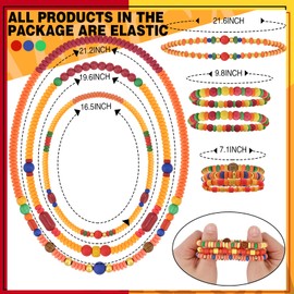 6 Pcs African Juneteenth Jewelry Sets for Women Jamaican Accessories Rasta Headband Reggae Necklace Nigerian Beaded Bracelet Armband African for American Women Party Favor Gift