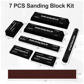 Ssumght Sanding Blocks Kit,7PCS Flexible EVA Foam for Wet or Dry Autobody, Automotive Car Bodywork Paint, and Woodworking, Includes Sandpaper (Black)