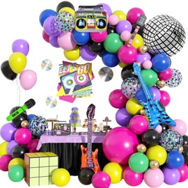80s 90s Disco Party Decorations, 80pcs Rock And Roll Birthday Party Decorations Balloons, Hip Hop Prom Rave Party Decorations, For Back To 80s 90s Theme Birthday Anniversary Party Supplies