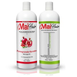 Mai Hair Brazilian Keratin Hair Treatment Kit 32oz/1000ml Keratin & Shampoo GREAT RESULTS
