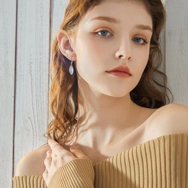 POPLYKE Larimar Tree of Life Teardrop Drop Dangle Earrings Sterling Silver Leverback Earrings Larimar Jewelry Gifts for Women