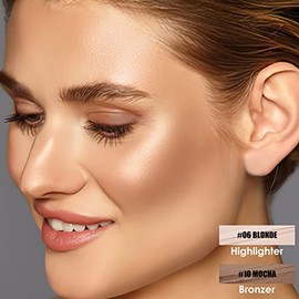 FOCALLURE 2 Barritas Contorno Mineral Cremoso - Lápiz Iluminador y Bronceador Hidratante, No Resbaladizo, Duradero con Aplicación Suave para Maquillaj