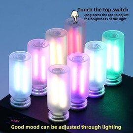 Snaptrol Retro Touch Lamp - USB Powered Mood Light with Dimmable Brightness, Frosted Glass Design for Bedroom/Camping/Car Decor, Portable Night Light & Emergency Lighting (Red Light)